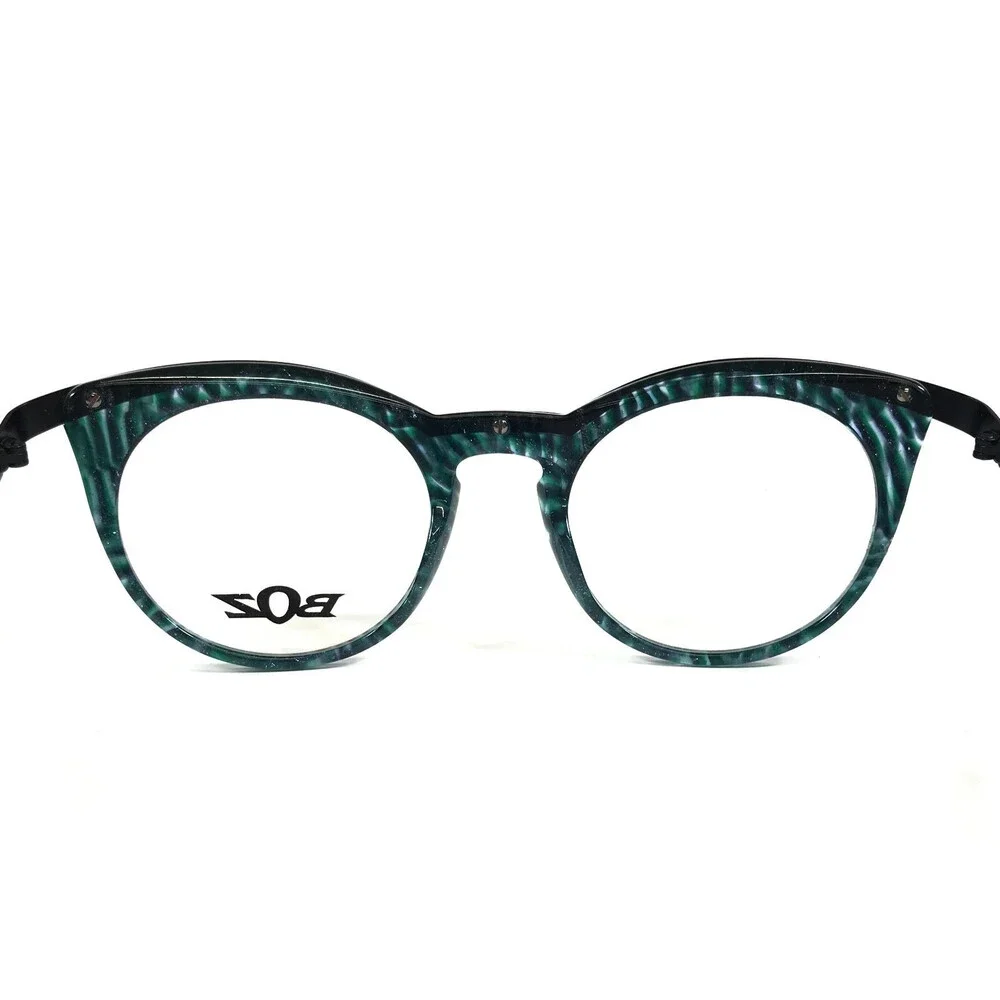 BOZ Eyeglasses Frames EXTRA 4000 Clear Green Marble Matte Black 47-20-140